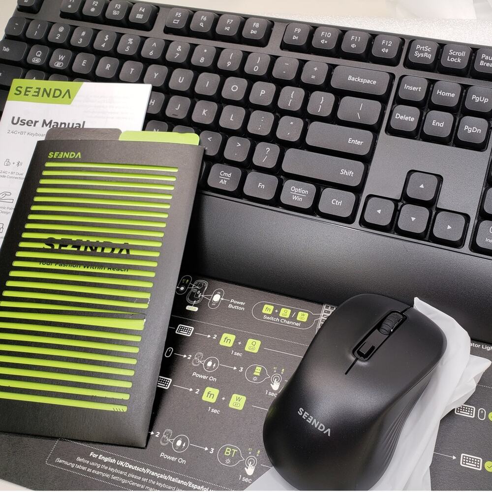 Seenda COE200 2.4G+BT Wireless Keyboard and Mouse Combo - Black